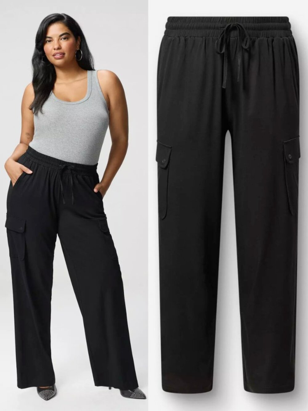 NWT Torrid 2 Tall Black Wide-Leg Cargo Pant 2X 18 20